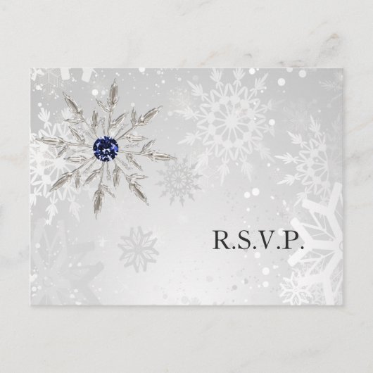 sneeuwvlokken winter bruiloft rsvp uitnodiging briefkaart (Voorkant)