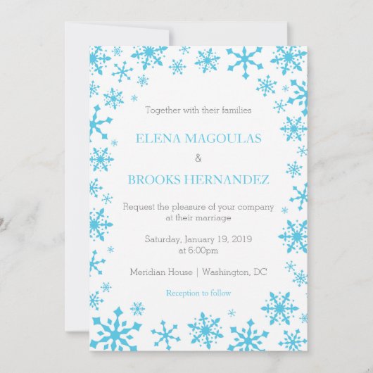 Sneeuwvlokken Winter bruiloft uitnodigingen (Voorkant)
