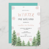 Sneeuwvlokken Winter een Derland 1e verjaardagsfee Kaart (Voorkant / Achterkant)