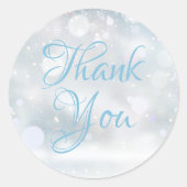 Sneeuwvlokken Winter Elegante Script Bedankt Ronde Sticker (Voorkant)