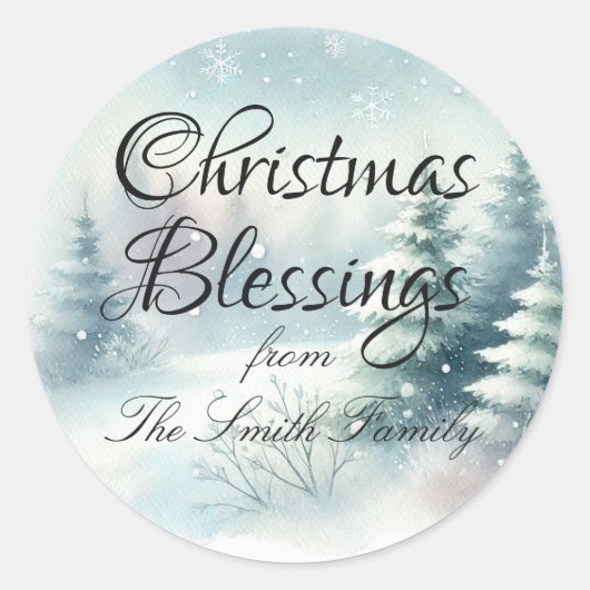 Sneeuwvlokken Winter Evergreens Kerstmis Ronde Sticker (Voorkant)