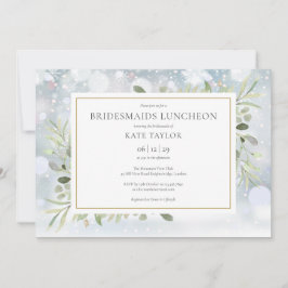 Sneeuwvlokken Winter Groene Bruidsmeisjes Luncheon Kaart