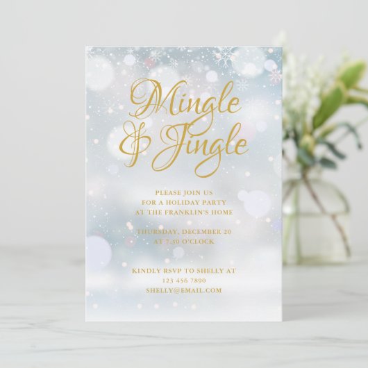Sneeuwvlokken Winter Kerstvakantie Feestje Kaart (Staand voorkant)