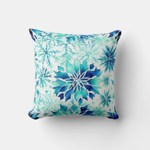 Sneeuwvlokken Winter magisch watercolor patroon  Kussen