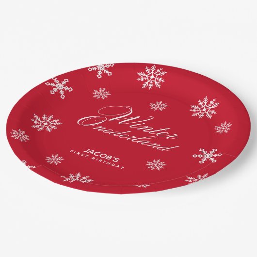 Sneeuwvlokken Winter Nederland Jongen Eerste Verja Papieren Bordje (Gekanteld)