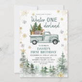 Sneeuwvlokken Winter ONEderland Verjaardagsfeest Kaart (Voorkant)