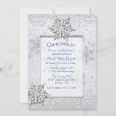 Sneeuwvlokken Winter Quinceañera Sweet 16 Kaart (Voorkant)