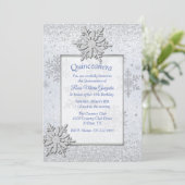 Sneeuwvlokken Winter Quinceañera Sweet 16 Kaart (Staand voorkant)