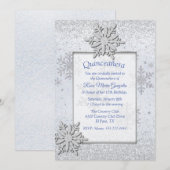 Sneeuwvlokken Winter Quinceañera Sweet 16 Kaart (Voorkant / Achterkant)