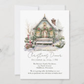 Sneeuwvlokken Winter Scene Waterverf Pine Christma Kaart (Voorkant)