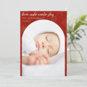 Sneeuwvlokken Winter Skies Red Christmas Birth Aankondiging (Staand voorkant)