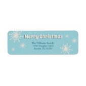 Sneeuwvlokken Winter Vakantie Blauw Eenvoudig Fun Etiket (Voorkant)