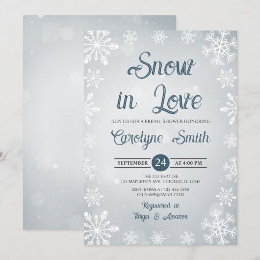 Sneeuwvlokken Winter Vrijgezellenfeest Kaart (Voorkant / Achterkant)