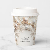 Sneeuwvlokken Winter Wonderland Baby shower Papieren Bekers (Achterkant)