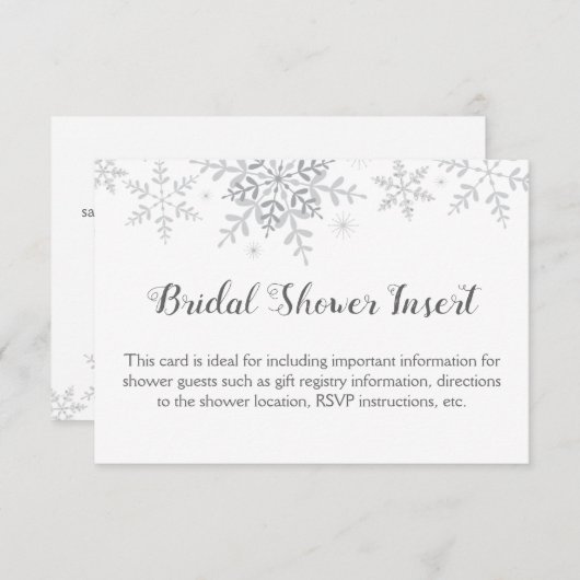 Sneeuwvlokken Winter Wonderland Bruidsmeisjesfeest Informatiekaartje (Voorkant / Achterkant)