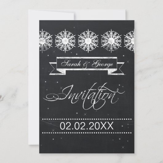 sneeuwvlokken winterbruiloft kaart (Voorkant)