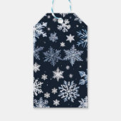 Sneeuwvlokken Winterontwerp Blauw Koud Schattige Cadeaulabel (Voorkant)
