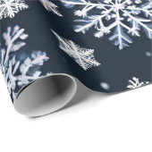 Sneeuwvlokken Winterontwerp Blauw Koud Schattige Cadeaupapier (Rol Hoek)