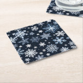 Sneeuwvlokken Winterontwerp Blauw Koud Schattige Kartonnen Onderzetters (Schuin)