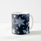 Sneeuwvlokken Winterontwerp Blauw Koud Schattige Koffiemok (Voorkant rechts)