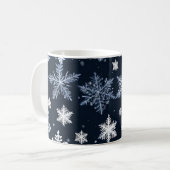Sneeuwvlokken Winterontwerp Blauw Koud Schattige Koffiemok (Voorkant links)