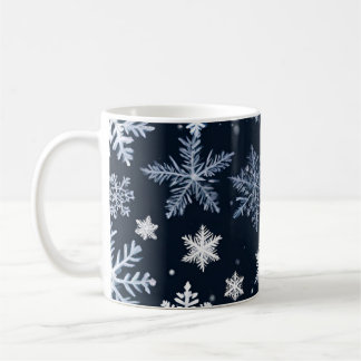 Sneeuwvlokken Winterontwerp Blauw Koud Schattige Koffiemok