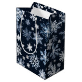 Sneeuwvlokken Winterontwerp Blauw Koud Schattige Medium Cadeauzakje (Achterkant Gekanteld)