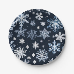 Sneeuwvlokken Winterontwerp Blauw Koud Schattige Papieren Bordje