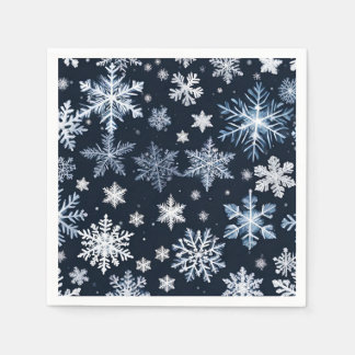 Sneeuwvlokken Winterontwerp Blauw Koud Schattige Servet