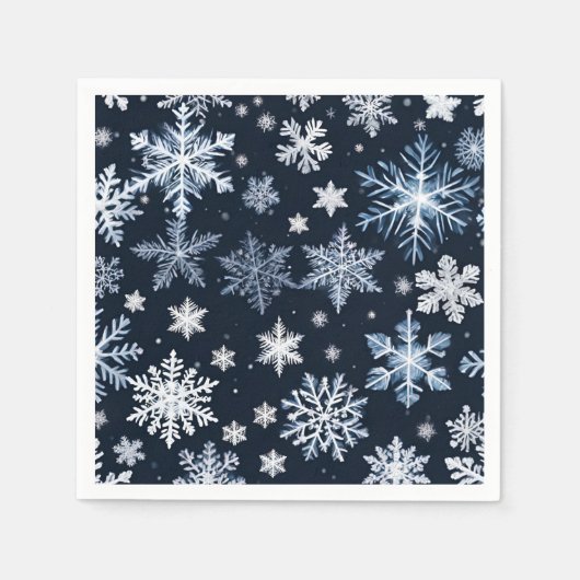 Sneeuwvlokken Winterontwerp Blauw Koud Schattige Servet (Voorkant)