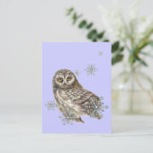 Sneeuwvlokken Winteruil, Waterverf Vogel Briefkaart (Staand voorkant)