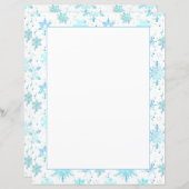 Sneeuwvlokken Wintervakantie Blauwe Waterverf Lett (Voorkant / Achterkant)