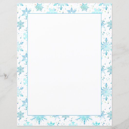 Sneeuwvlokken Wintervakantie Blauwe Waterverf Lett (Voorkant)