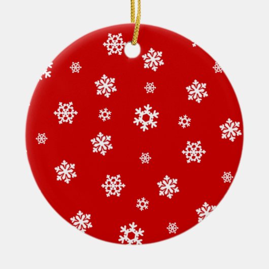 Sneeuwvlokken (wit) [kerstpatroon] keramisch ornament (Voorkant)