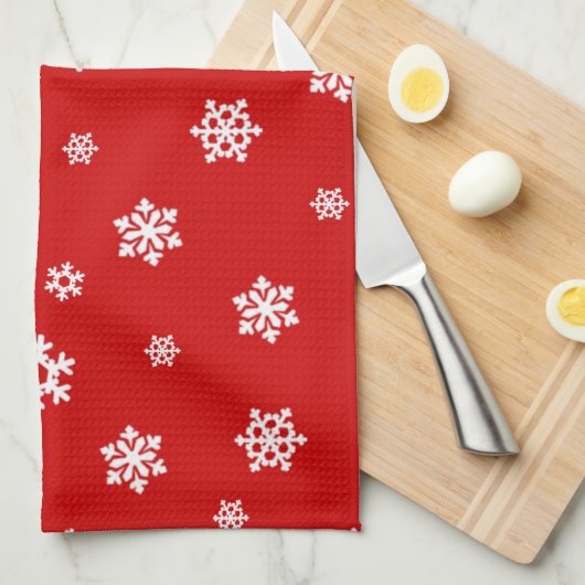 Sneeuwvlokken (wit) [kerstpatroon] theedoek (Quarter Fold)