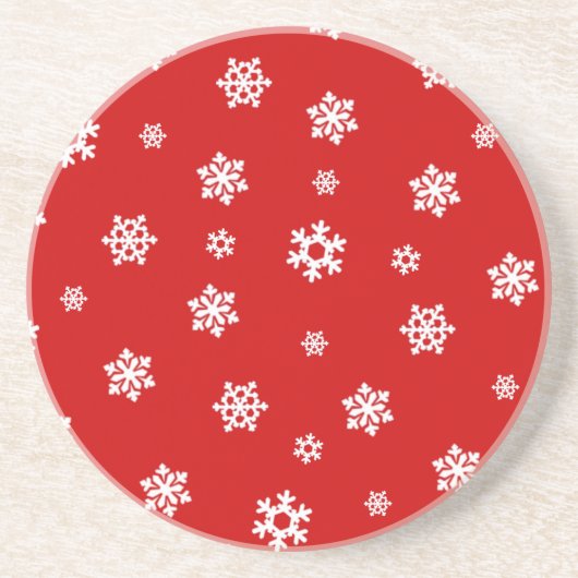 Sneeuwvlokken (wit) [kerstpatroon] zandsteen onderzetter (Voorkant)