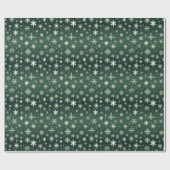 Sneeuwvlokken - wit op groen cadeaupapier (Vlak)