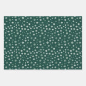 Sneeuwvlokken - wit op groen inpakpapier vel (Voorkant 3)