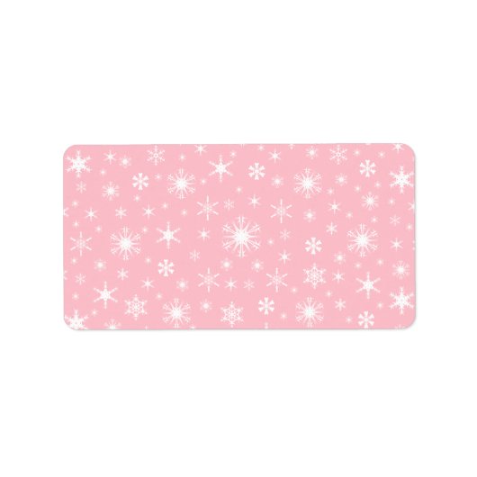 Sneeuwvlokken - Wit op Roze Etiket (Voorkant)