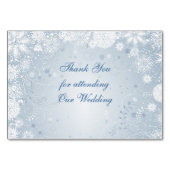 Sneeuwvlokken wit zilver blauw Tafel Plaats kaart (Achterkant)