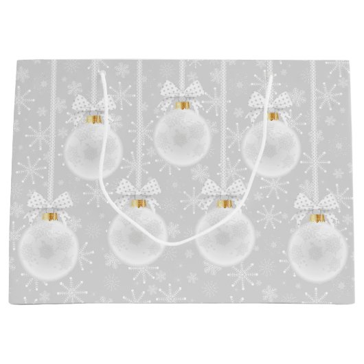 Sneeuwvlokken Witte Ornament Kerstvakantie Groot Cadeauzakje (Voorkant)