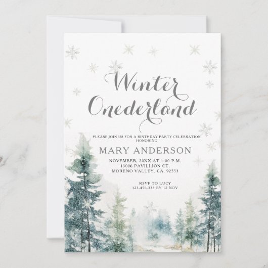 Sneeuwvlokken Witte Winter Onederland Verjaardag Kaart (Voorkant)