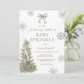 Sneeuwvlokken Zilver Baby Strooipartij Uitnodiging (Staand voorkant)