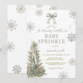 Sneeuwvlokken Zilver Baby Strooipartij Uitnodiging (Voorkant / Achterkant)