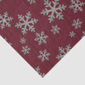 Sneeuwvlokken Zilver op Rustisch Rood Tissuepapier (Detail)