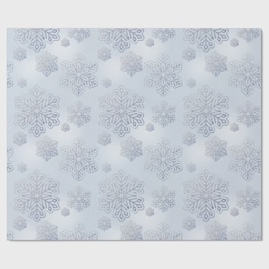 Sneeuwvlokken Zilveren Glitter Dusty Blue Sparkle Cadeaupapier (Vlak)