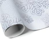 Sneeuwvlokken Zilveren Glitter Dusty Blue Sparkle Cadeaupapier (Rol Hoek)