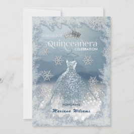 Sneeuwvlokken Zilveren jurk ombre tiara Quinceañer Kaart