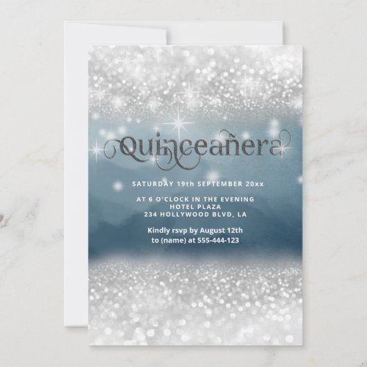 Sneeuwvlokken Zilveren jurk ombre tiara Quinceañer Kaart (Achterkant)