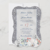 Sneeuwvlokken zilveren winter rustieke bloemen bru kaart (Voorkant)